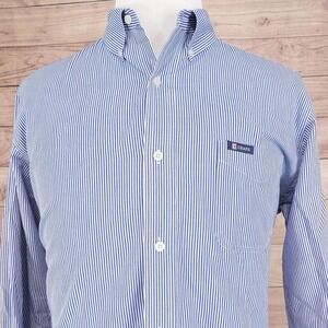 CHAPS EASY CARE BLUE STRIPED LONG SLEEVE BUTTON DOWN SHIRT MENS SIZE XL